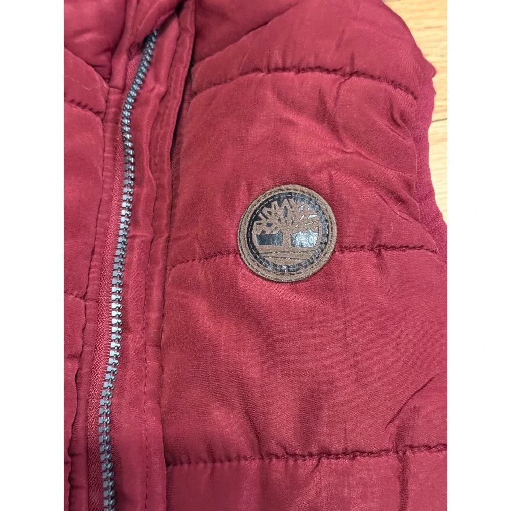 Timberland Kids‎ Puffer Vest Burgundy Red Quilted Full Zip Sleeveless Jacket 18M